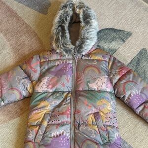 NEXt Colorful Kids' Puffer Snow Suit with Faux Fur Hood NWOT Sz 4-5 years